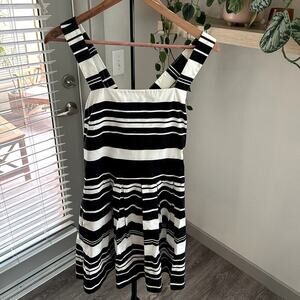 Banana Republic Striped Pleated Fit and Flare Mini Dress Size 10P